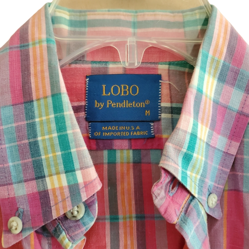 Lobo By Pendleton Collared Button Down Plaid Madr… - image 2